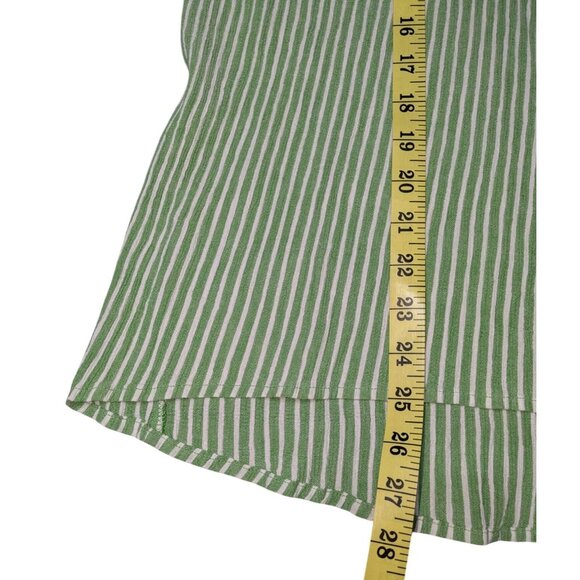 Michael Michael Kors Green & White Striped Long-Sleeve Blouse XL Cotton Blend Wo - Picture 9 of 10